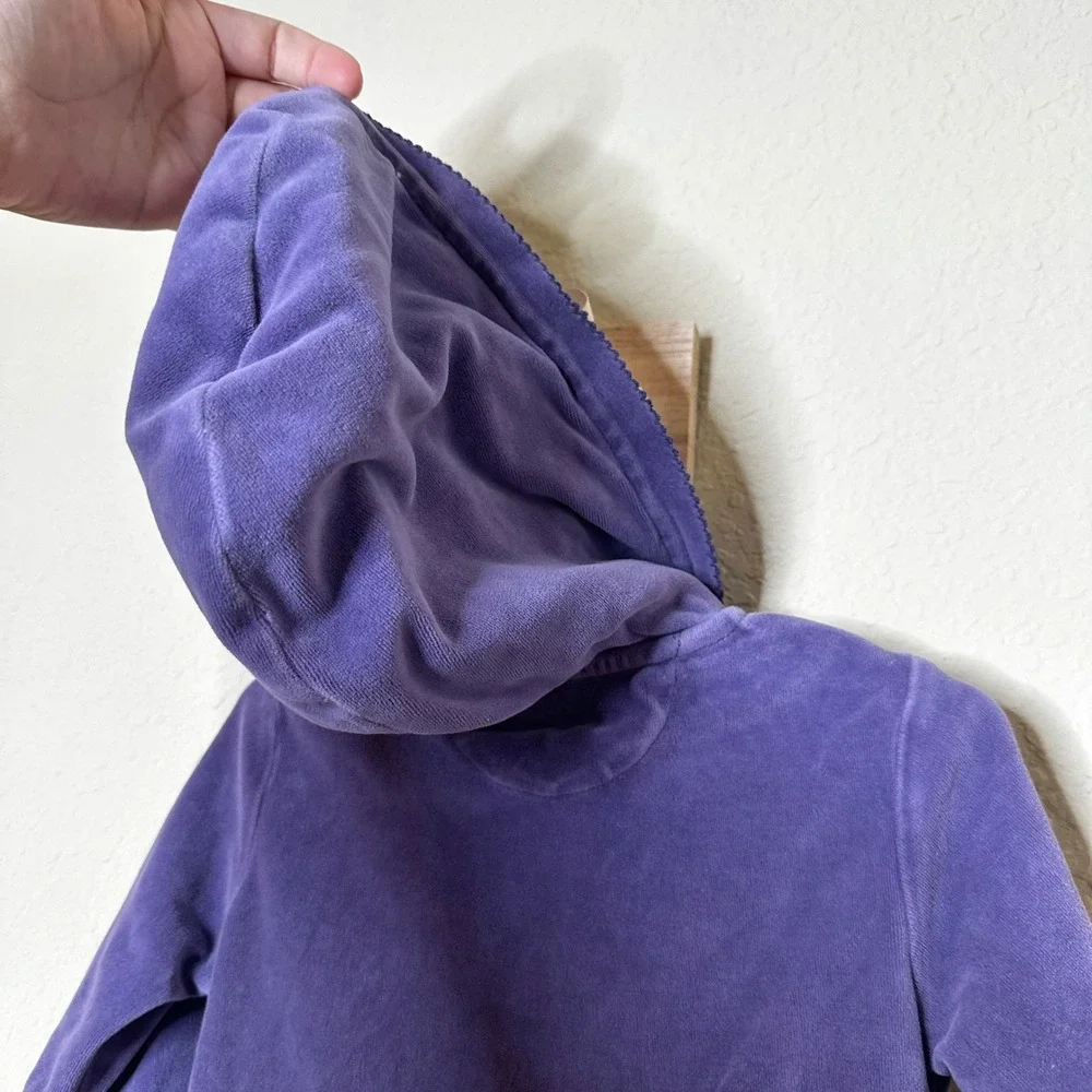 Ralph Lauren Girls Purple Velour Peplum Full Zip Hoodie Sweatshirt 18M